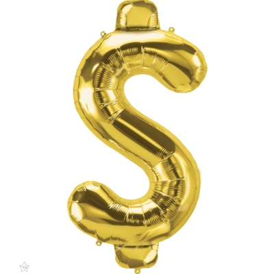 86cm Gold Dollar Sign Foil Balloon