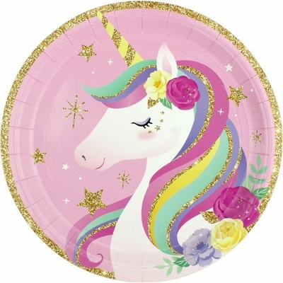 8pk Rainbow Unicorn Paper Plates