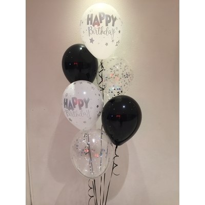 Black White Confetti Balloon Bouquet