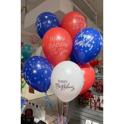 Blue White Red Birthday Balloon Bouquet