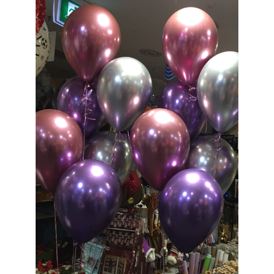 Chrome Pink Purple Silver Balloon Bouquet