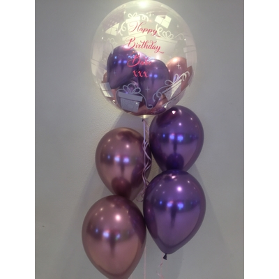 Chrome Pink Purple with Personalised Text Balloon Bouquet