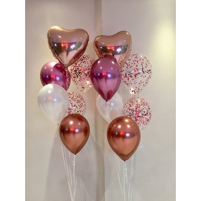 Foil Heart with Chrom Confetti Balloon Bouquet