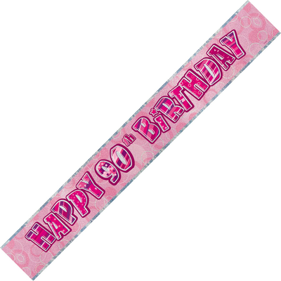 Glitz 90th Pink Foil Banner 1