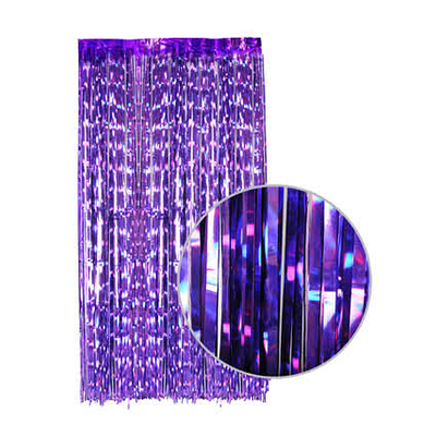 Iridescent Tinsel Curtain Dark Purple