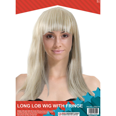 Long Lob Wig with Fringe Blonde