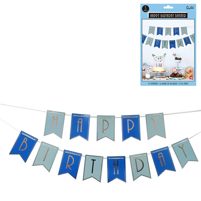 Luxe Blue Gold Foil Birthday Bunting