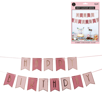 Luxe Pink Rose Gold Foil Birthday Bunting
