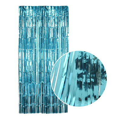 Metallic Tinsel Curtain Light Blue