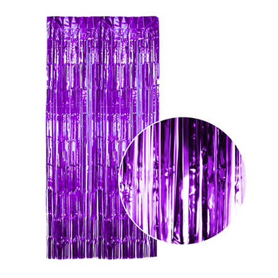 Metallic Tinsel Curtain Purple