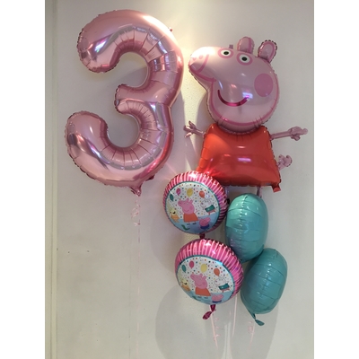 Peppa Pig Mylar Balloon Bouquet Inflated
