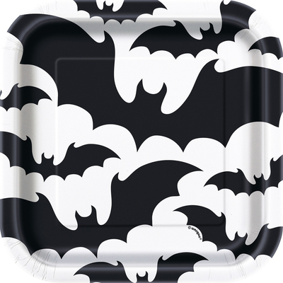 10pk Black Bat Square Plates1