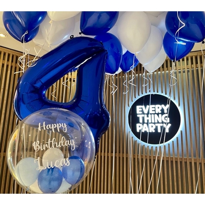 4th Birthday Bubblegum with Personalised Text Balloon Bouquet