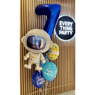 7th Birthday with Supershape Astronaut Balloon Bouquet