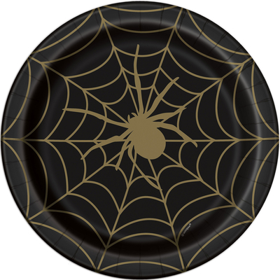 8pk Gold Black Spiderweb Plates 22cm 1