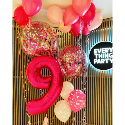 9th Birthday All Pinks Balloon Bouquet