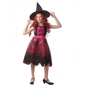 Girls Pink Starry Witch Costume