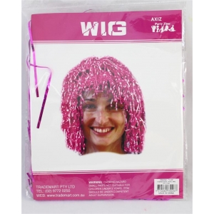 30cm Tinsel Wig Hot Pink