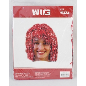 30cm Tinsel Wig Red