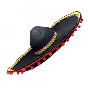 Black Mexican Hat with Coloured Headband