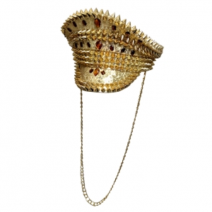 Gold Sequin Police Hat with Crystal