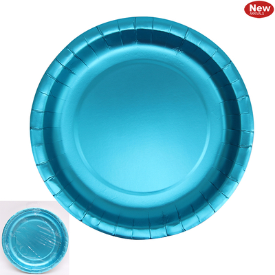 12pk 23cm Metallic Blue Plates