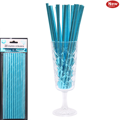 20pk Metallic Blue Straws
