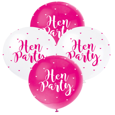 5 x 30cm Hen Party Pearl White Pink Balloons 1