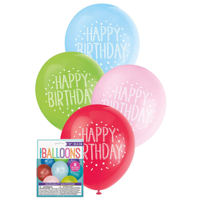 8 x 30cm Fun Happy Birthday Balloons