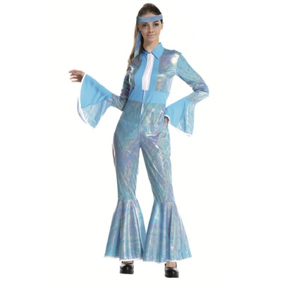 Adult Blue Disco Jumpsuit Costume - Everything Party Supplies