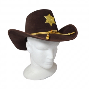 Brown Sheriff Hat with Gold Braid