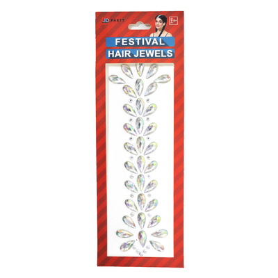 Diamante Hair Strip Stickers Silver