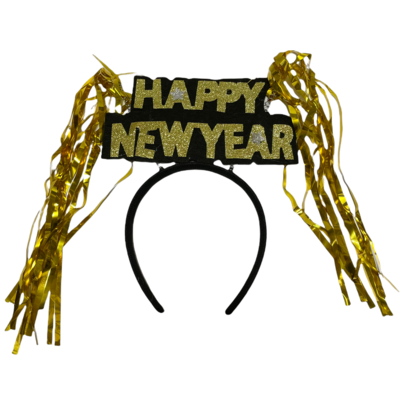 Happy New Year Headband with Tinsel