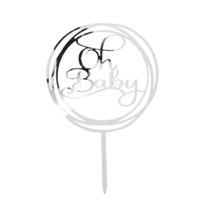 Oh Baby Cake Topper Silver
