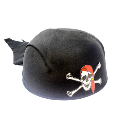 Pirate Hat Black with White Skull