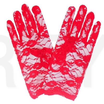 Short Lace Gloves Red