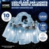 10pk Mini Glass Jar Lights Cool White 1