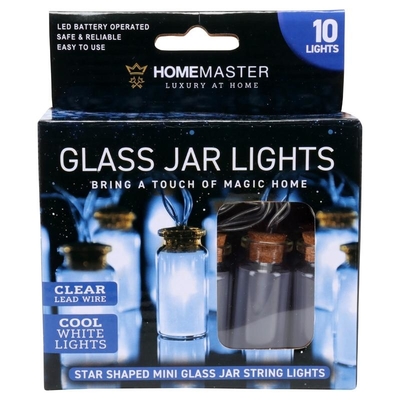 10pk Mini Glass Jar Lights Cool White