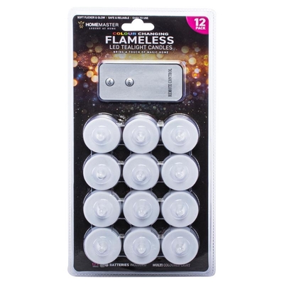 12pk LED Tealight Candles Colour Changing with Remote Control
