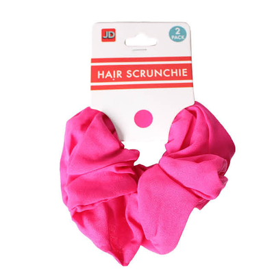 2pk Fluro Hair Scrunchie Hot Pink