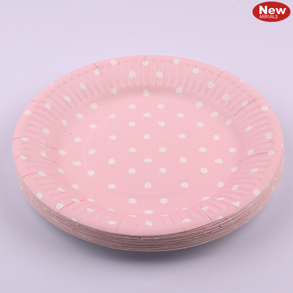 12pk 23cm Pink Dotty Paper Plates