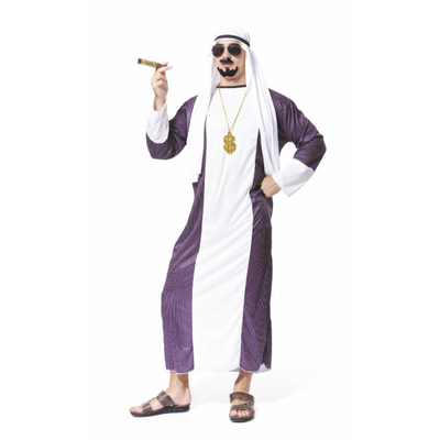Adult Arabian Man Costume with Purple Stripe