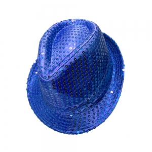 Blue Sequin Fedora Hat