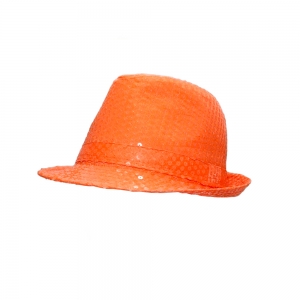 Fluro Orange Sequin Hat