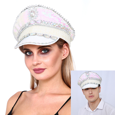 Pink White Flip Sequin Police Hat