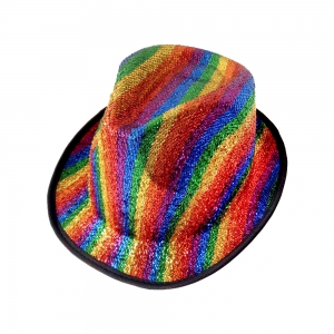 Rainbow Sparkly Fedora Hat