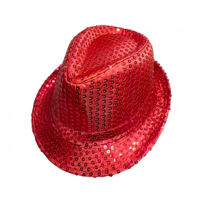 Red Sequin Fedora Hat