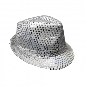 Silver Sequin Fedora Hat