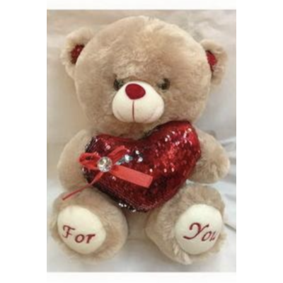 Valentine Bear with Red Sequin Heart 20cm 1
