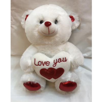 Valentine White Bear with Heart 40cm 1